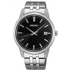 腕時計 セイコー メンズ SUR401P1 SEIKO Essential Quartz Black Dial Stainless Steel Men's Watch SUR401