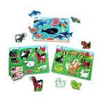 メリッサ&amp;ダグ おもちゃ 知育玩具 8079 Melissa &amp; Doug Animals Wooden Peg Puzzles Set - Farm, Pets,