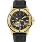 腕時計 ブローバ メンズ 98A272 Bulova Men's Marine Star Black and Gold-Tone Silicone Strap Watch | 45