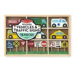 ショッピングmelissa メリッサ&ダグ おもちゃ 知育玩具 3177 Melissa & Doug Wooden Vehicles and Traffic Signs with 6 Car