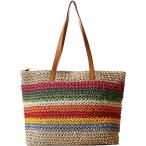 Yahoo! Yahoo!ショッピング(ヤフー ショッピング)QZUnique ハンドバッグ カバン QZUnique Straw Rainbow Handbags Women’s Cotton Crochet Hand-Woven Tote