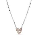 パンドラ アクセサリー ブランド 380089C01-45 Pandora Sparkling Freehand Heart Necklace - Adjustab
