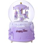 スノーグローブ 雪 置物 snow globe Unicorn Snow Globe for Kids,80MM Water Globe Plays Tune Carousel M