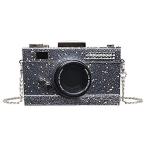 QZUnique ハンドバッグ カバン QZUnique Women's Glitter PU Camera Shaped Snapshot Casual Crossbody Shou