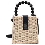 QZUnique ハンドバッグ カバン QZUnique Women Straw Hangbag Beach Crosbody Bag PU Strap Handmade Rattan