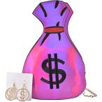 QZUnique ハンドバッグ カバン GBD-HC-16546161-meihong Women's PU Hologram Laser Money Bag Design Purse