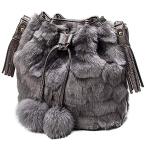 Yahoo! Yahoo!ショッピング(ヤフー ショッピング)QZUnique ハンドバッグ カバン QZUnique Faux Fur Bucket Handbag Women's Drawstring Fur Crossbody Bag Sh