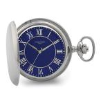Sonia Jewels Charles Hubert Chrome Finish Blue Dial Quartz Pocket Watch 14.5" (Width = 5mm)