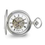 Sonia Jewels Charles Hubert Stainless Hunter Case Shield Skeleton Pocket Watch 14.5" (Width = 5mm)