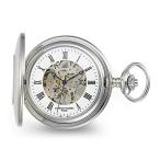 Sonia Jewels Charles Hubert Stainless Striped Case Shield Skeleton Pocket Watch 14.5" (Width = 5mm)