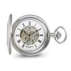 Sonia Jewels Charles Hubert Stainless Hunter Case Shield Skeleton Pocket Watch 14.5" (Width = 5mm)