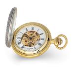 Sonia Jewels Charles Hubert 2-Tone Crown Emperor Royal King Queen and Shield Skeleton Dial Pocket Watch 14.5"