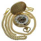NLG-FOB-198A1 Vintage Watch Necklace Steampunk Skeleton Hand-Winding Mechanical Fob Pocket Watch Pendant Roma