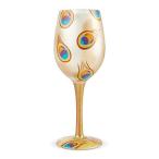 エネスコ Enesco 置物 インテリア 6004361 Enesco Designs by Lolita Golden Peacock Artisan Wine Glass,