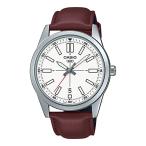 腕時計 カシオ メンズ MTP-VD02L-7E Casio MTP-VD02L-7E Men's Dress Leather Band White Dial 3-Hand Analo