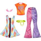 バービー バービー人形 HJT34 Barbie Fashions Doll Clothes &amp; Accessories Set, 2 Rock 'n Roll-Themed Ou