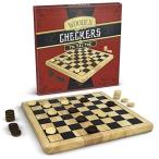 ボードゲーム 英語 アメリカ Brybelly Wooden Checkers &amp; Tic-Tac-Toe 2-in-1 Game Set - Reversible Cla