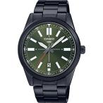 腕時計 カシオ メンズ MTP-VD02B-3EUDF Casio MTP-VD02B-3E Men's Black IP Stainless Steel Green Dial 3-H