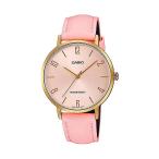 腕時計 カシオ メンズ LTP-VT01GL-4B Casio LTP-VT01GL-4B Women's Minimalistic Gold Tone Pink Leather Ba