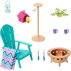 バービー バービー人形 HJV33 Barbie Furniture and Accessories, Doll House Decor Set with Backyard Pat