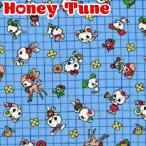 ショッピングシーチング アニマルとレトロチェック　Dブルー系　HT30001-3　 ハニーチューン　シーチング生地　(263)　(50cm以上10cm単位切り売り)　［在庫限り］