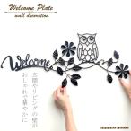 ウォールデコレーション 壁飾り おしゃれ 玄関 ウェルカム サインプレート 看板 ふくろう 梟 Welcome 壁掛け フクロウ アイアン 縁起 インテリア ウォールアート