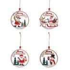 クリスマス オーナメント 木製 4個セット サンタクロース トナカイ 雪だるま 北