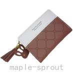 2つ折り財布レディースミニ財布コンパクトPUレザータッセルチャーム6color(ローズピンク)