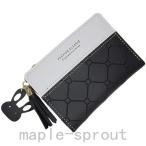 2つ折り財布レディースミニ財布コンパクトPUレザータッセルチャーム6color(ブラック)
