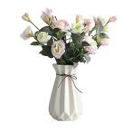 花瓶 フラワーベース 花器陶器 リボン付きFukuka 18CM 北欧シンプルデザイン (ホワイト１)