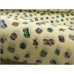 marble 50cm ダブルガーゼ 生地 電車&特急新幹線 lemon yellow 1B