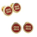 MIUMIU ミュウミュウ ピアス 5JO912 レッド ゴールド 真鍮 METAL+SMALTO レディース