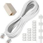 Ginhkok 電話線 7.6m 電話延長コード モジュラーケーブル オステレホンケーブル 軽量 爪折れ防止 純銅線コア RJ11 6P4C ケーブル