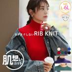 大きいサイズ レディース ニット モックネック/ハイネックから選べる Tシャツ感覚で着れる (もっちりver) リブ ニット セーター トップス LL 3L 4L A