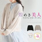 大きいサイズ レディース カーディガン ラメテレコ コンパクト カーディガン トップス カーデ 羽織り LL 3L 4L 5L 6L 秋 秋物 秋冬 A