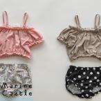 水着 キッズ kids 女の子 子供 スイムウェア 80 90 100 ビキニ キャップ 3点セット マカロン