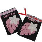 Hawaiian quilt サシェバック　モンステラプルメリア　ブラウン