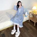 パジャマ ネグリジェ レディース ワンピース モコモコ もこもこ ルームウェア 長袖 部屋着 ロング 暖かい 寝巻き ナイトウェア ホームウェア かわいい