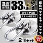 マグネット フック 強力 磁石 カラビナ 2個セット 垂直 耐荷重 33kg キッチン 冷蔵庫 倉庫 屋外 取り外し 可能 収納