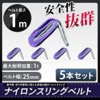 クリックポスト便　スリングベルト 1m 5本セット 耐荷1000kg ナイロンスリング 吊具 業務用 1T