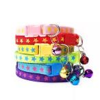 ペット用首輪　小型犬用首輪　猫用首輪　いぬ首輪　ねこ首輪　星柄　鈴付き　首輪星