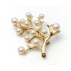 MIKIMOTO ミキモト K14 14金イエローゴールド アコヤパール 幸福の木 ブローチ