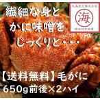 【送料無料】濃厚かに味噌と繊細な身！北海道産毛がに（浜ゆで冷凍）650ｇ前後×２ハイ　ギフト　お土産　蟹　カニ味噌