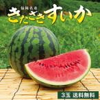 スイカ 福岡 北崎 送料無料 きたざきすいか 3玉セット 1玉あたり約6〜7kg Lサイズ 九州 国産 すいか 西瓜 甘い 産地直送 ギフト まるかじり九州