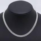 SV925 серебряный плоский 2 поверхность одиночный длинный колье масса примерно 15.6g примерно 80cm ширина примерно 3mm мужской аксессуары silver б/у прекрасный товар бесплатная доставка!!