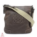 ショッピングロエベ LOEWE ロエベ アナグラム ショルダーバッグ レザー ブラウン×シルバー金具 【丸万質舗】