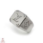 LOUIS VUITTON ルイ ヴィトン シグネットリング モノグラム M62487 M 19号 メタル シルバー 【丸万質舗】
