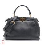 FENDI フェンディ ピーカブーミニ 8BN244 AD6G FOKUR レザー ブラック×ゴールド金具 【丸万質舗】