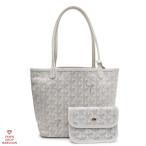 GOYARD ゴヤール サンルイ ジュニア SUT020073 PVC×レザー ホワイト×シルバー金具 【丸万質舗】