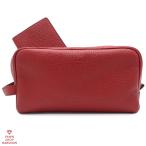 FENDI フェンディ トラベルキット パスポートカバー付き 7AS378 ADYW カーフレザー レッド×シルバー金具【丸万質舗】